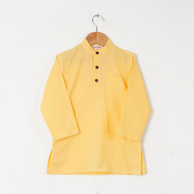 ADVAIT - Boys Yellow Buta Jacket with Yellow Kurta and White Pajama Pant