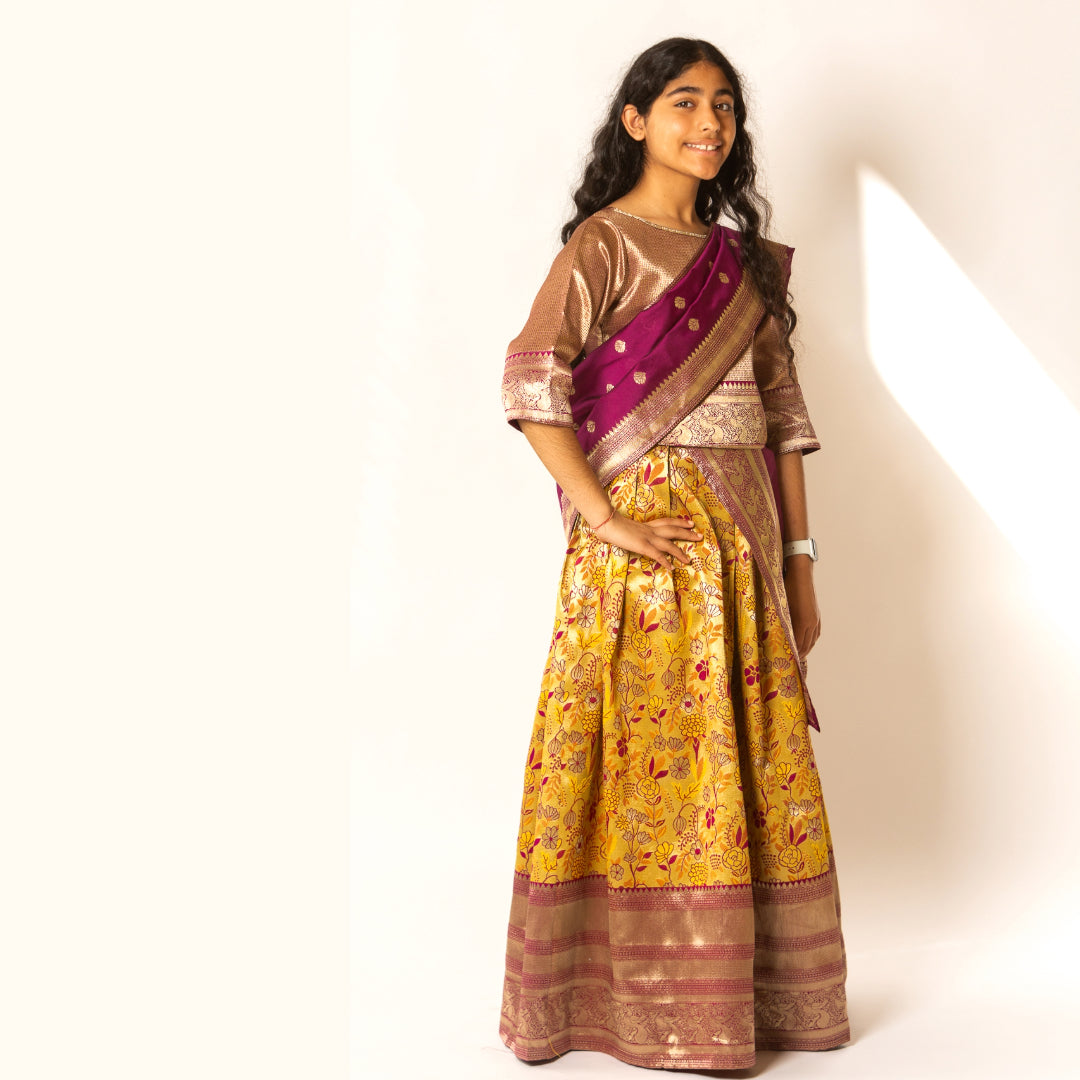 Chaithra Girls Pattu Half Saree in Wine