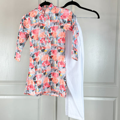Harshil - Elegant Gray and Multicolor Sequin Work Kurta Pajama Set for Boys