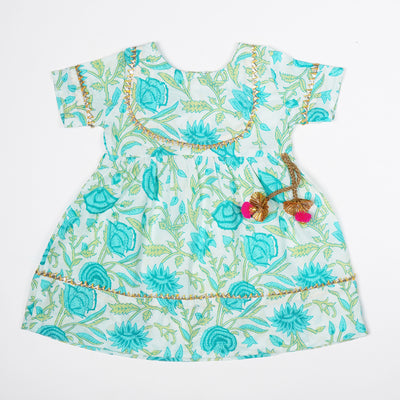 GUDIYA - Aqua Blue Floral Toddler Girls Dress