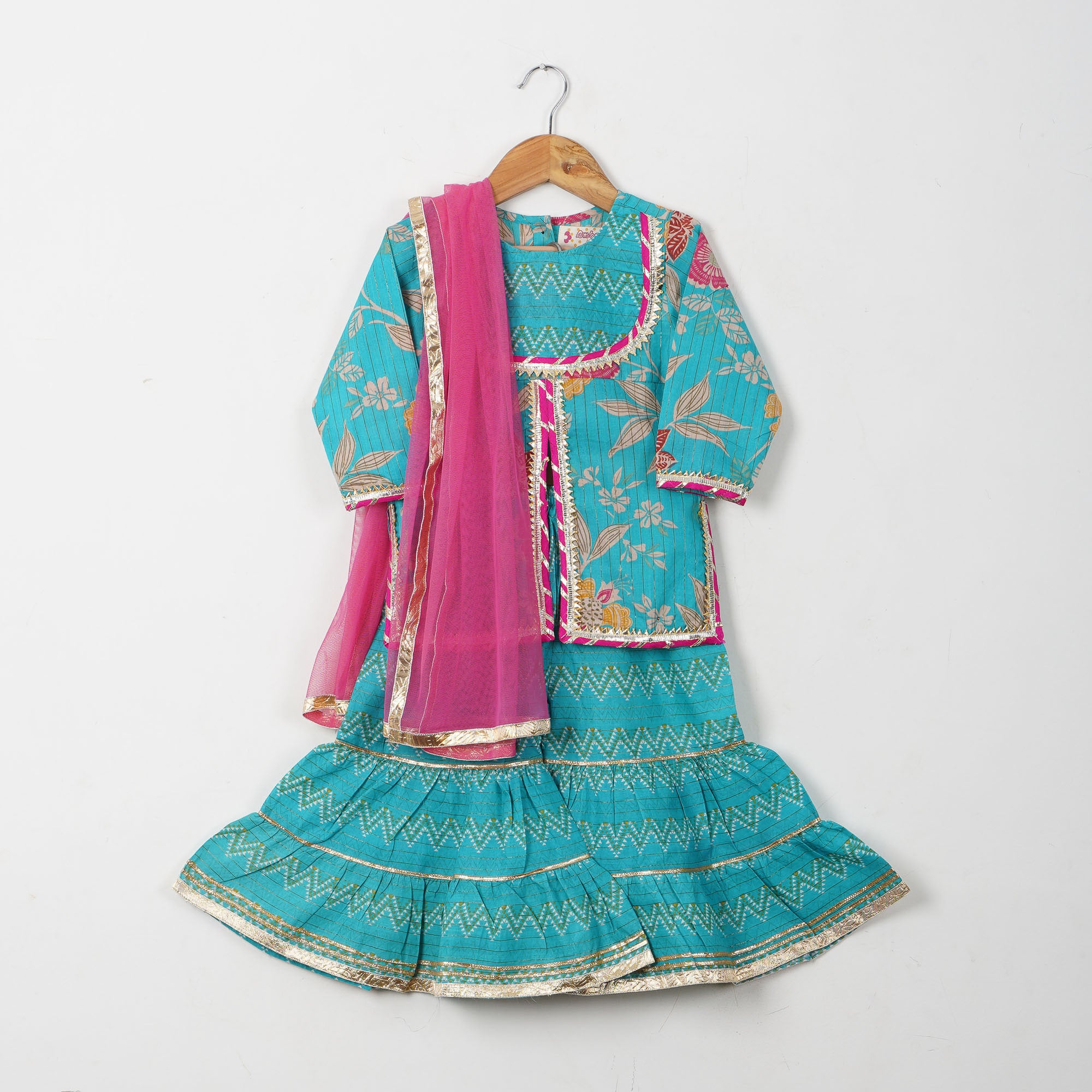Aarika Meisjes Kurti Sharara Set, Cream, 8-9 jaar Aarika Meisjes Kurti Sharara Set, Cream, 8-9 jaar