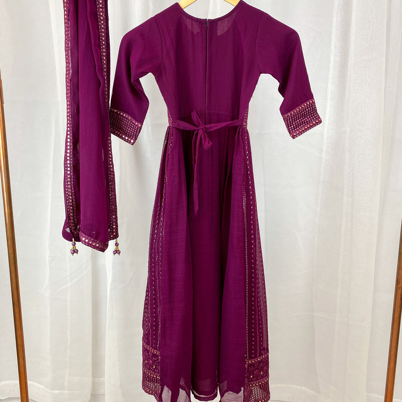 ZOYA - Burgundy Georgette Girls Gown