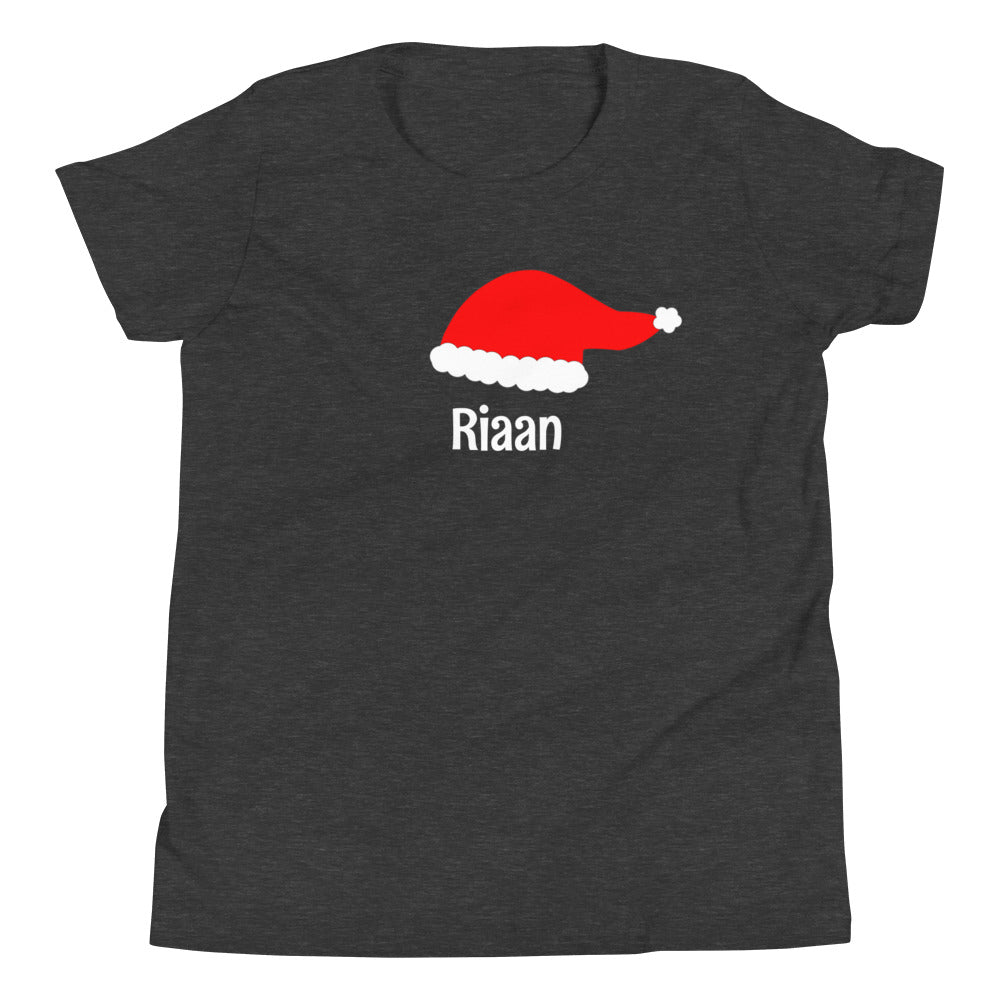 PERSONALIZED NAME SANTA HAT CHRISTMAS YOUTH T-SHIRT
