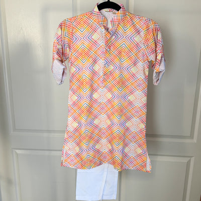 Aditya - Multicolor Orange Sequin Work Kurta Pajama Set for Boys