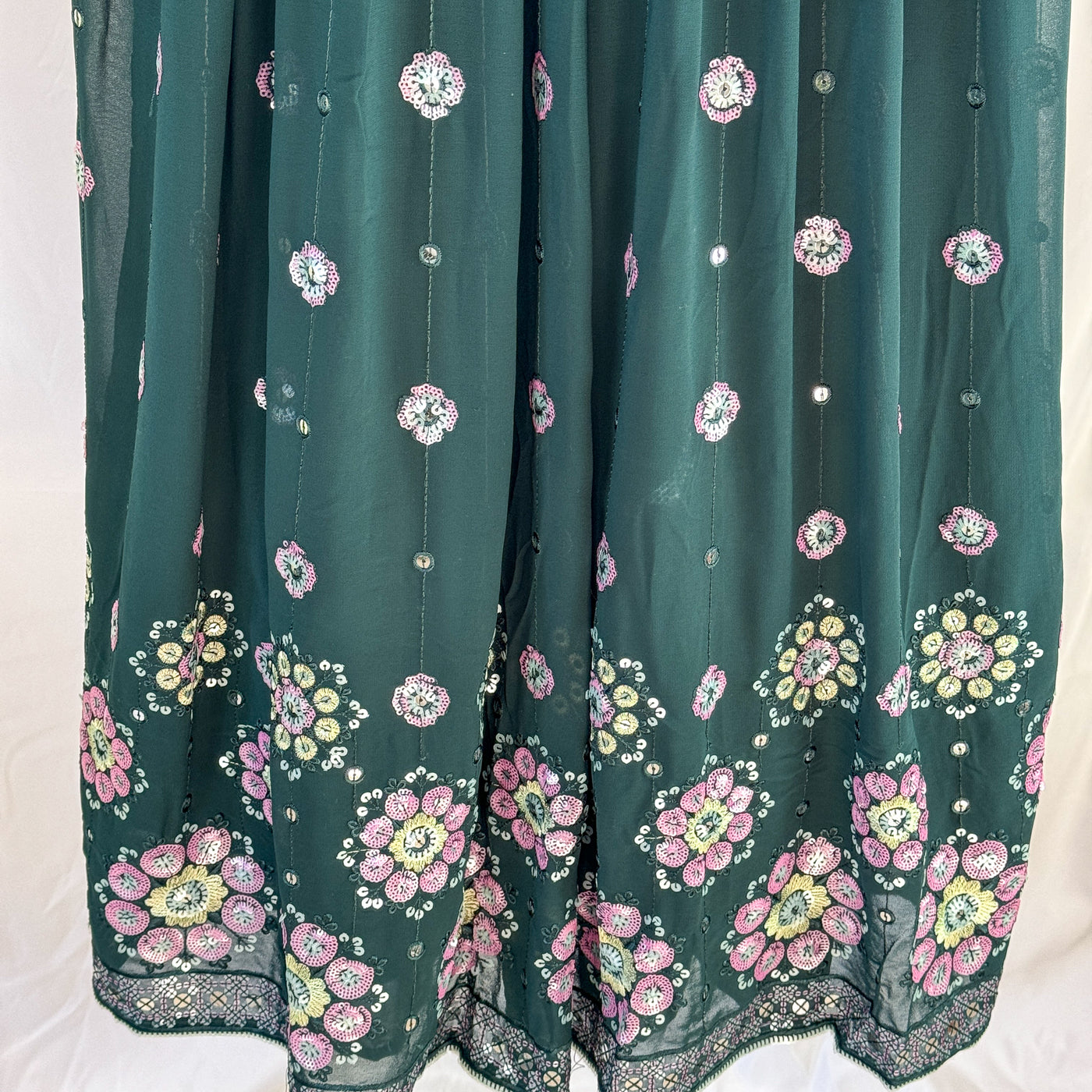 Anika - Green Lehenga with Lavender Floral Sequin Embroidery
