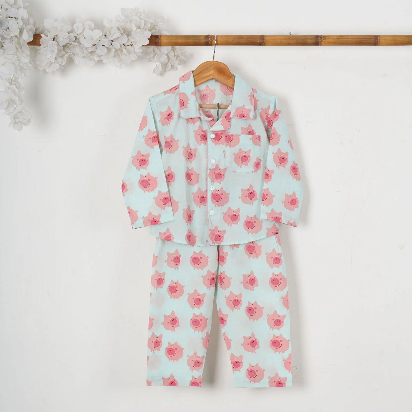 BAHULA - Pink Piggy Cotton Pajama Set