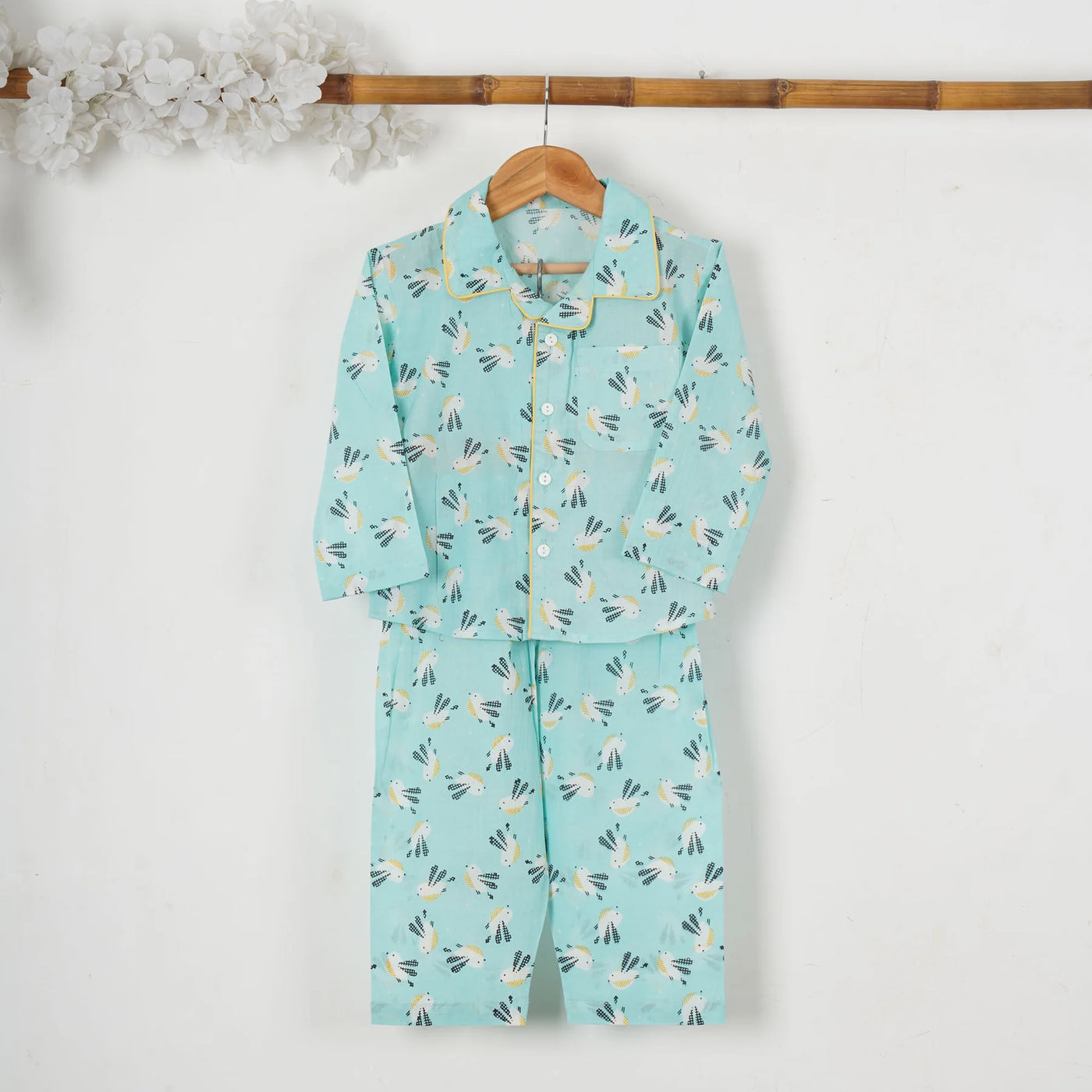 CHICKADEE - Bird Print Cotton Pajama Set
