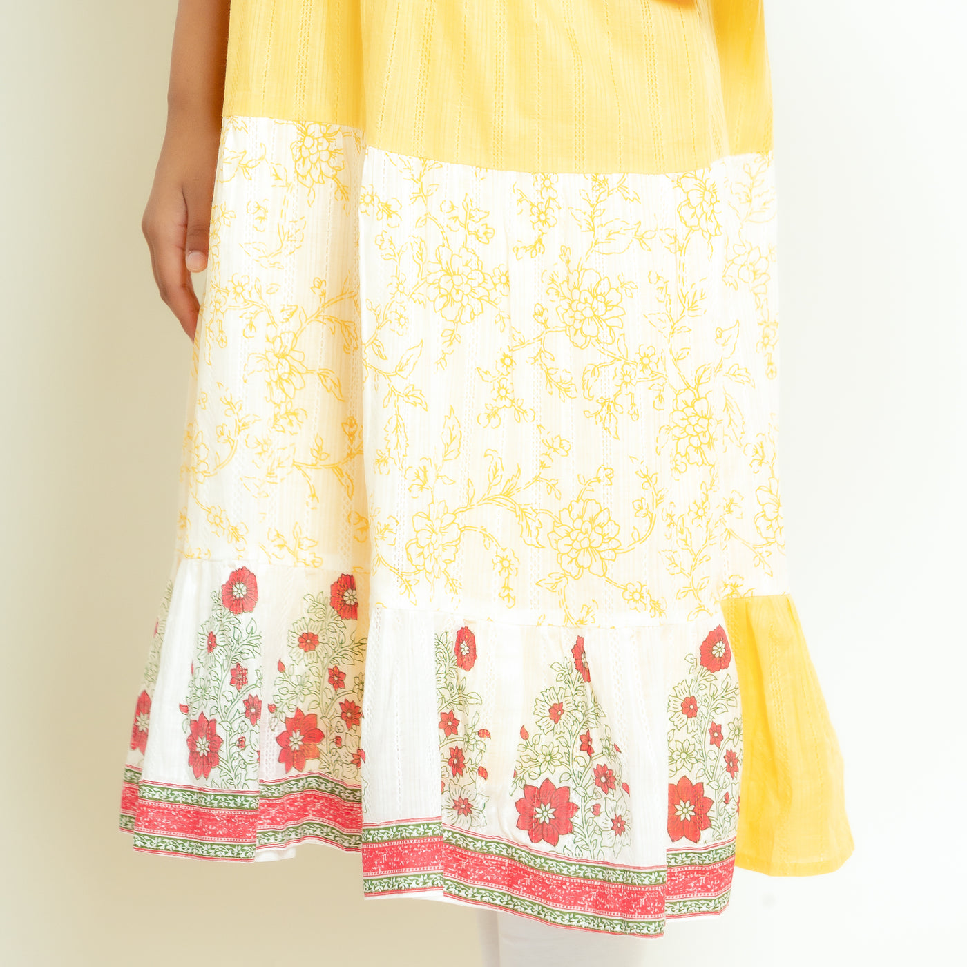 Gauri - Girls Yellow Soft Cotton Kurti Set