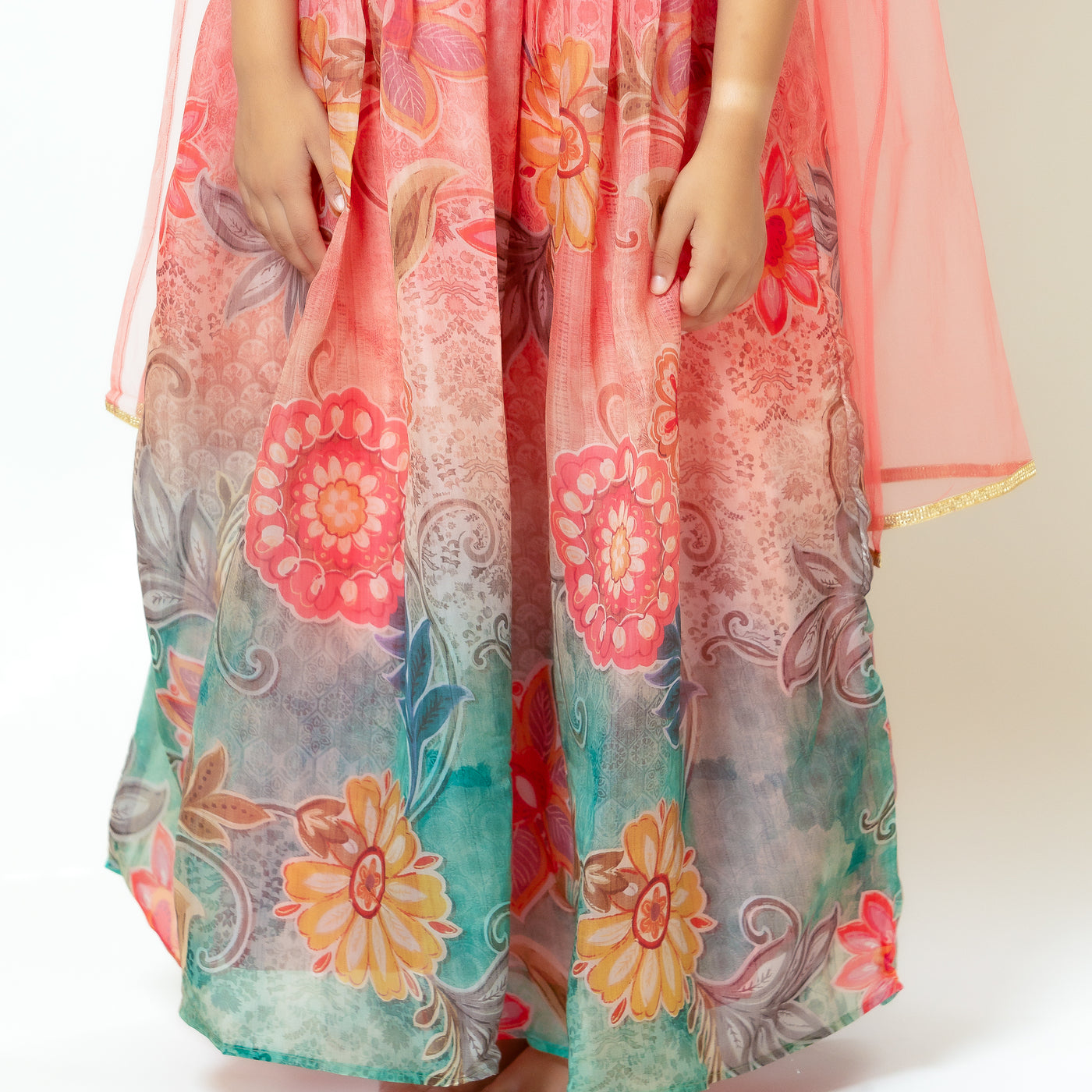 Ishani - Girls Rose Pink Organza Gown