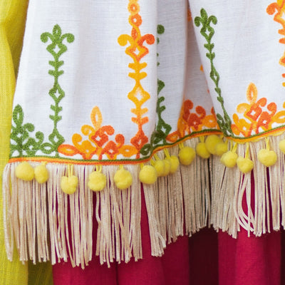 MILA - Ghoomar Lime Yellow with Multicolor Festive Chaniya Choli Set for Girls