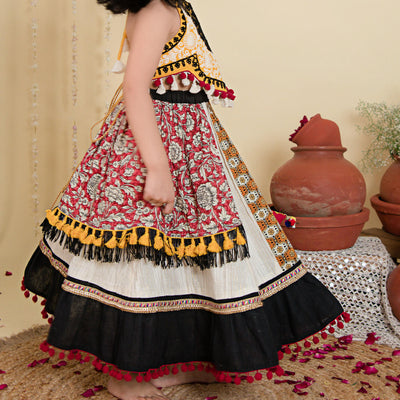 MISHA - Festive Black Flared Chaniya Choli for Kids