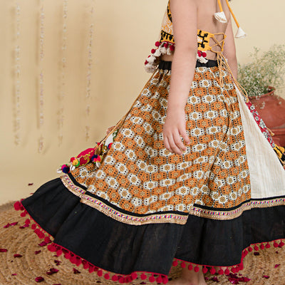 MISHA - Festive Black Flared Chaniya Choli for Kids