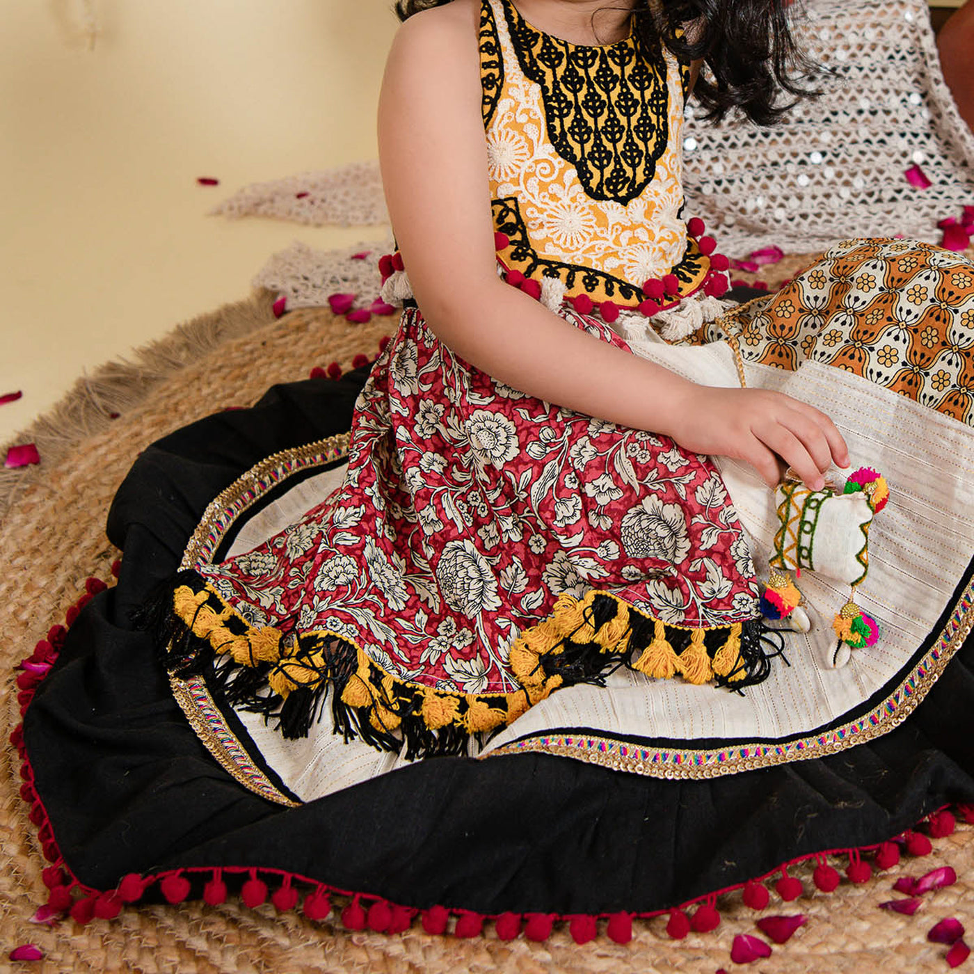 MISHA - Festive Black Flared Chaniya Choli for Kids