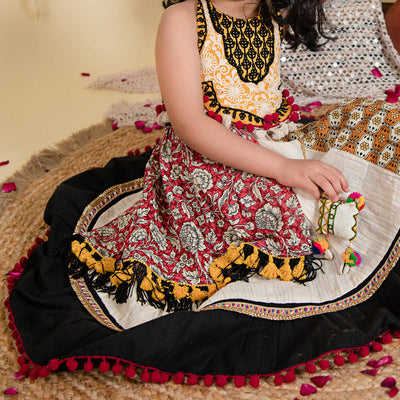 MISHA - Festive Black Flared Chaniya Choli for Kids