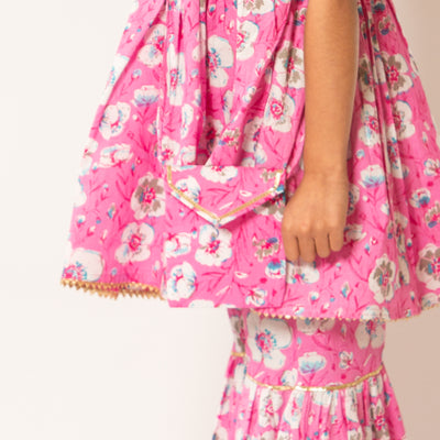 Misha - Pink Floral Cotton Sharara Set