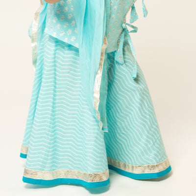 Naira - Sky Blue Foil Print Lehenga Choli for Baby Girls