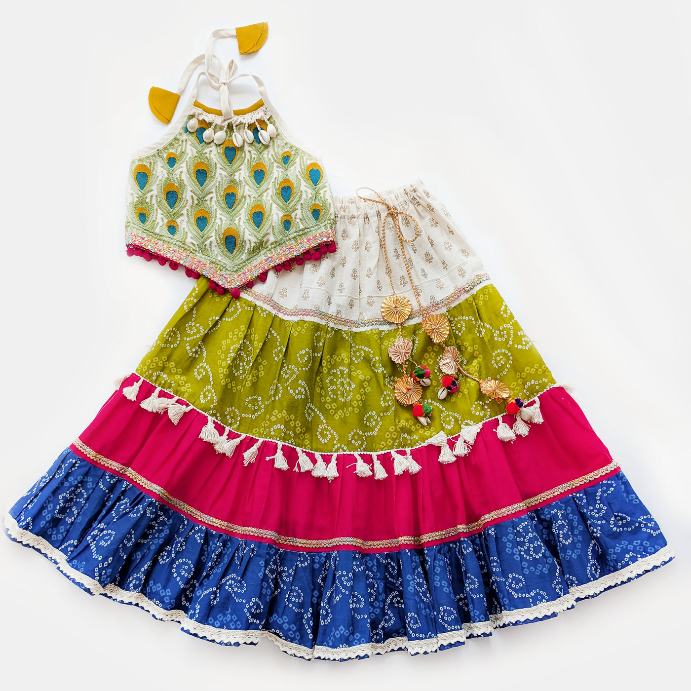 Nidhi - Multicolor Bandhani Lehenga Choli for Girls