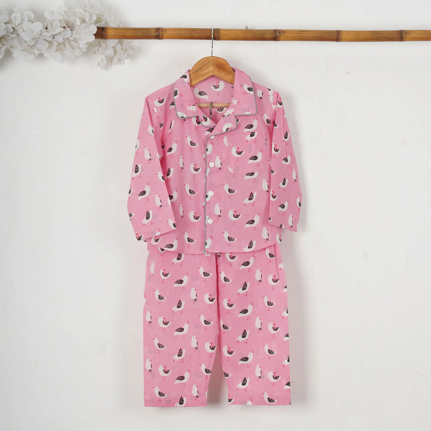PINK KAPI - Pink Bird Cotton Pajama Set