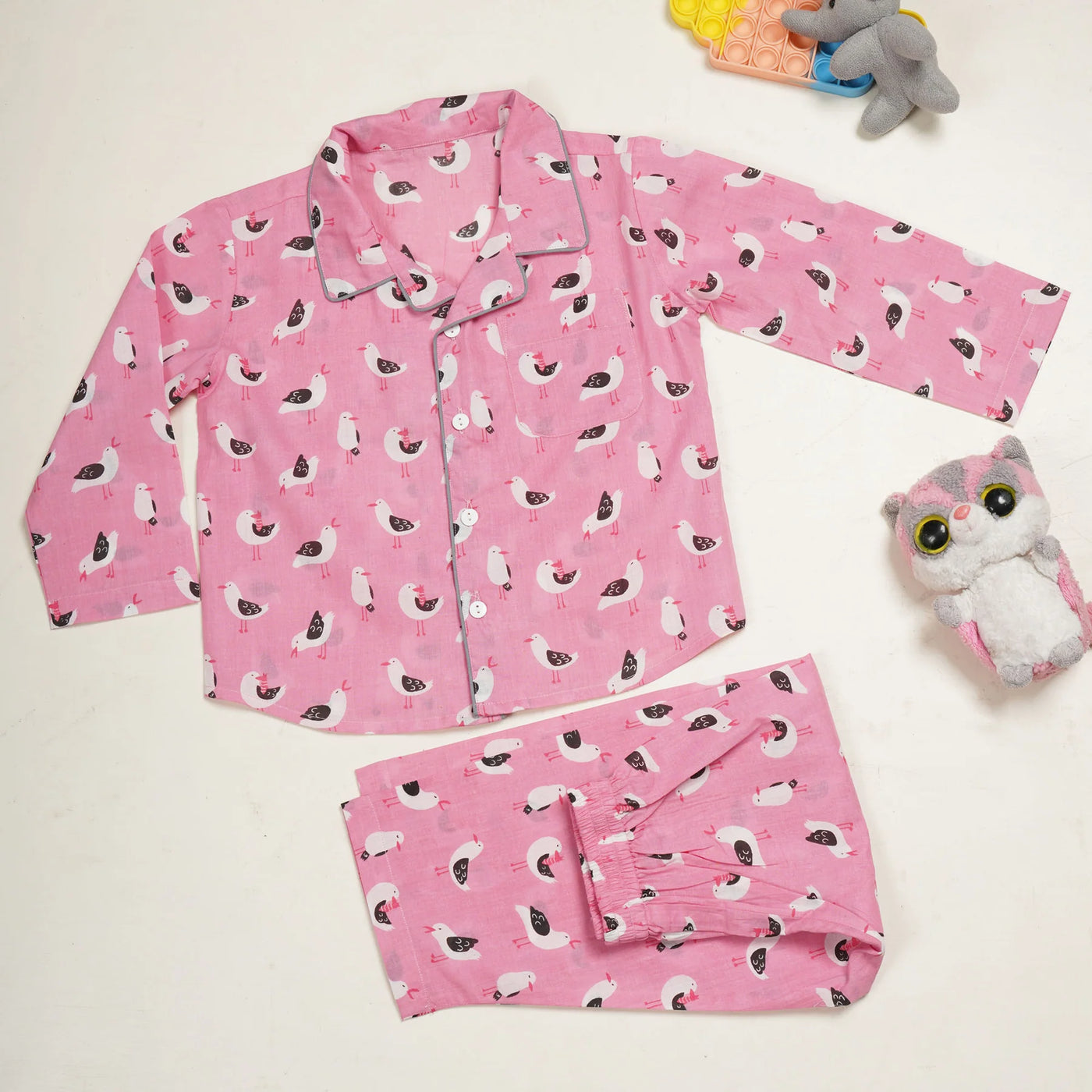 PINK KAPI - Pink Bird Cotton Pajama Set