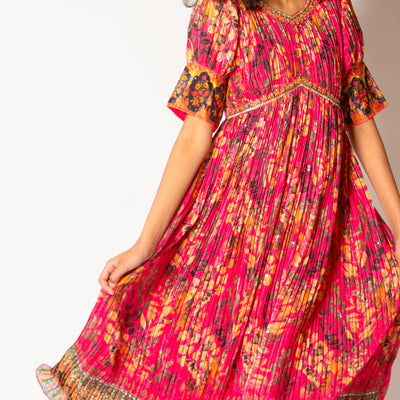Sania - Rani Art Silk Printed Girls Gown