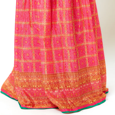 Sohini - Girls Rani Pink Bandhani Print Lehenga Choli