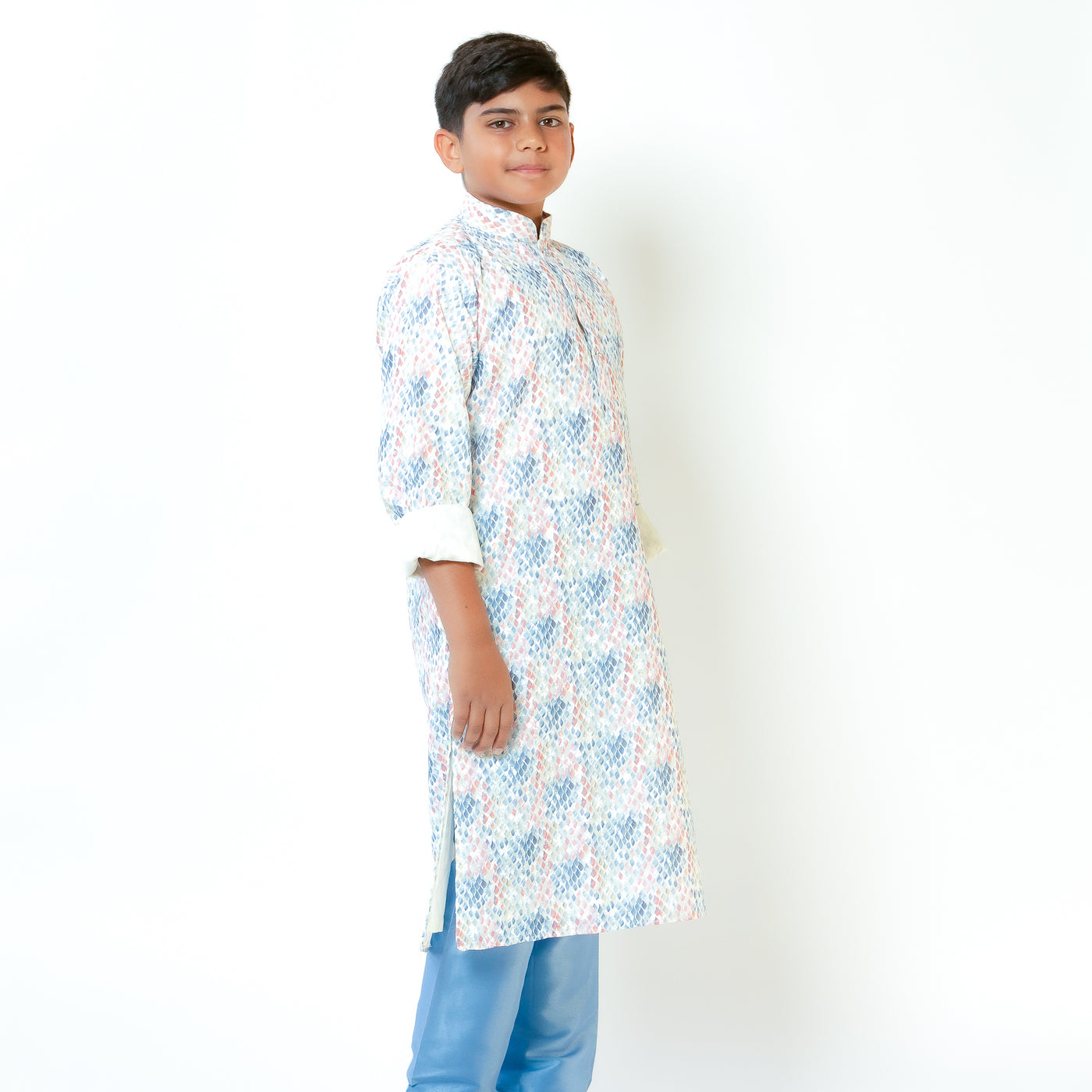 Sri - Boys Kurta Pajama with Chikankari in Multicolor Printed Kurta