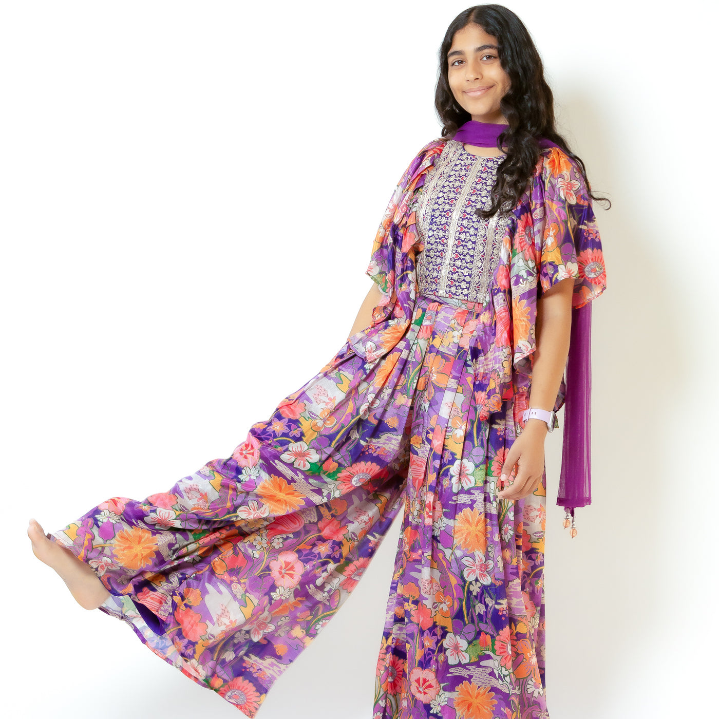 Uma - Purple Floral Palazzo Set