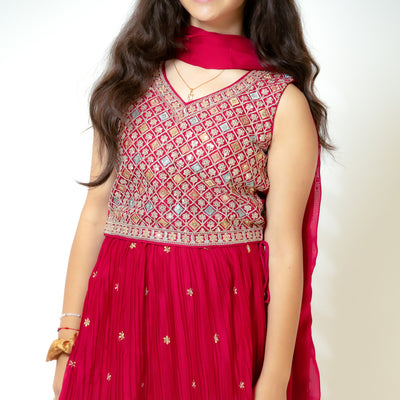 Zarna - Girls Red Lehenga Choli