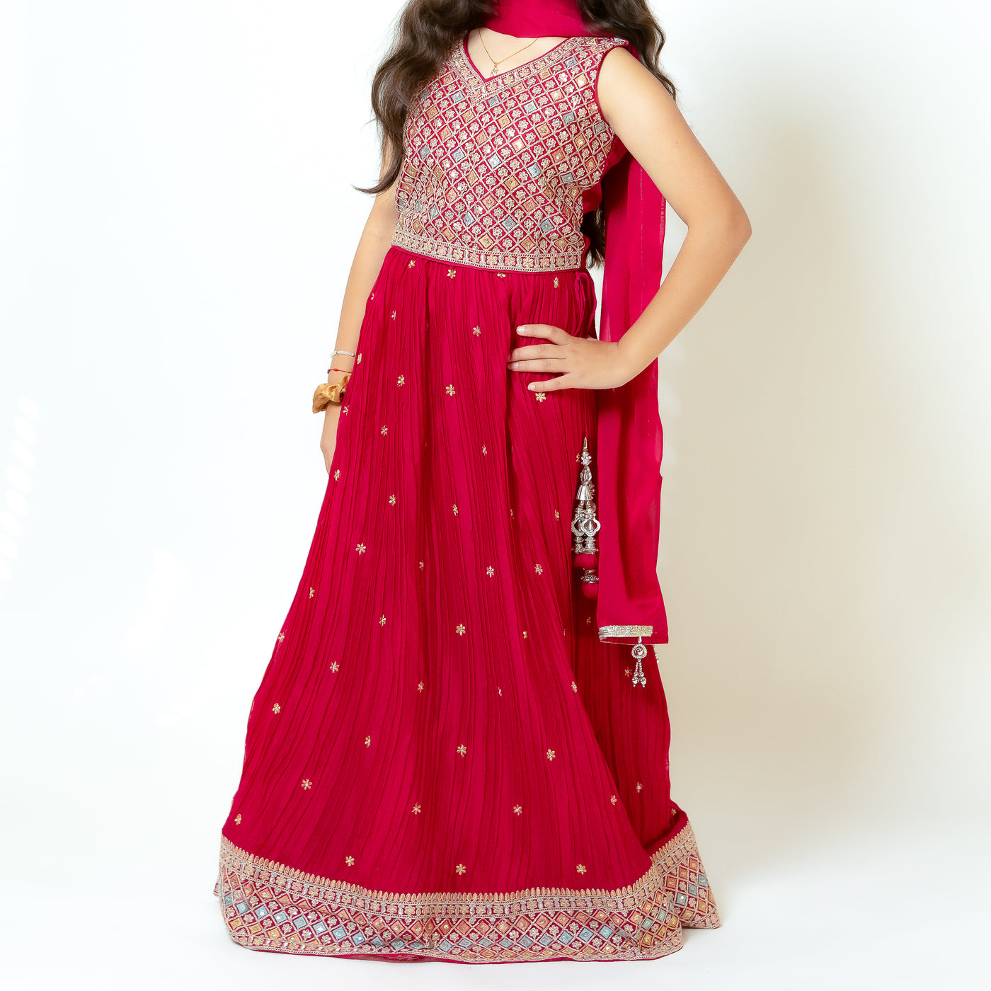 Zarna - Girls Red Lehenga Choli