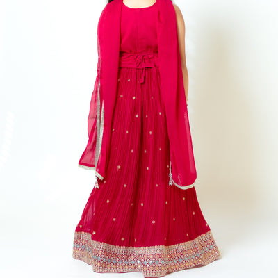 Zarna - Girls Red Lehenga Choli