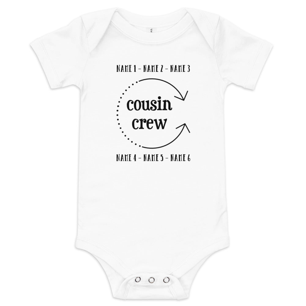 PERSONALIZED COUSIN CREW BABY ONESIE
