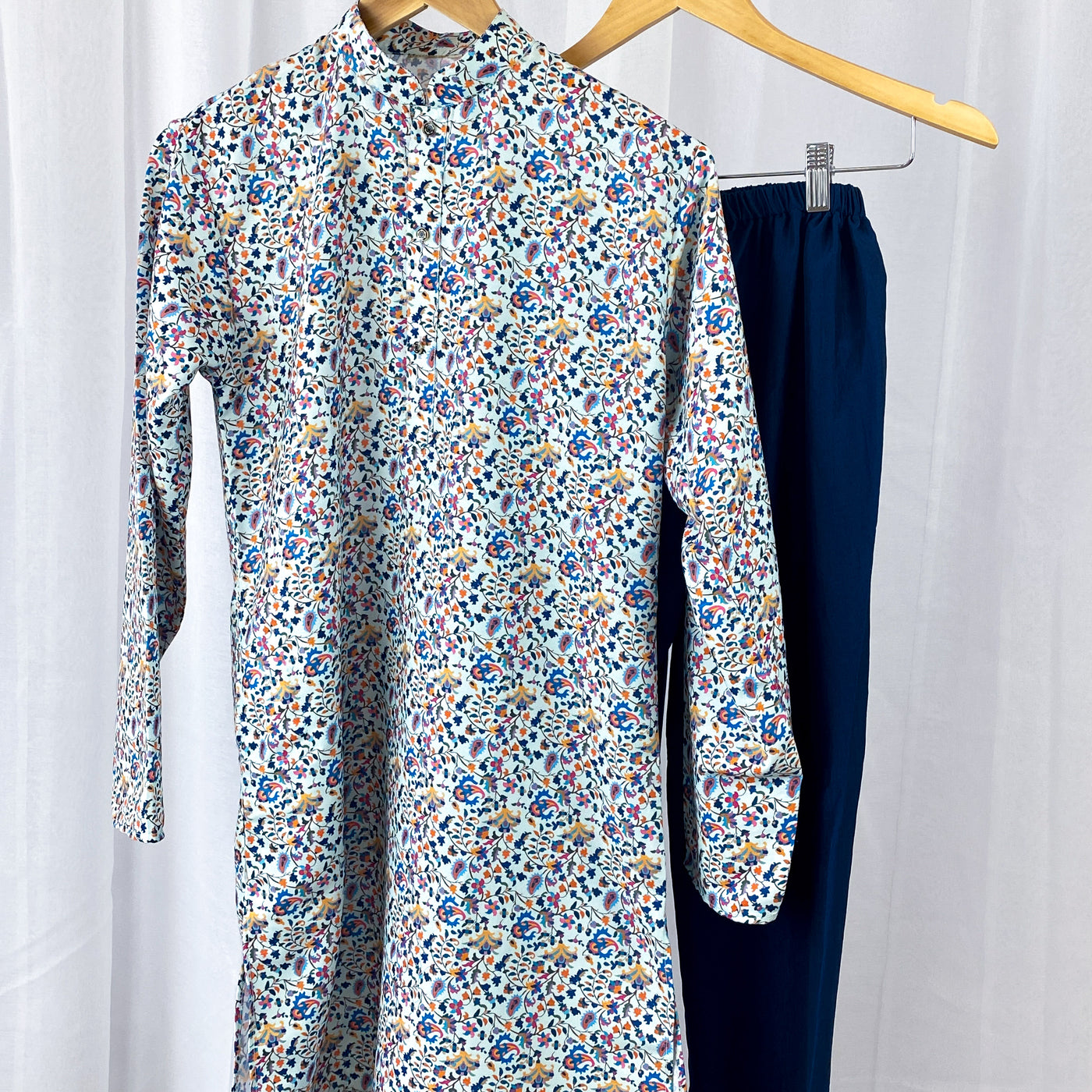 AINESH - Multicolor Floral and Paisley Print Kurta Pajama