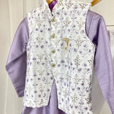 DEVYN - Lavender Silk Kurta Pajama Set with Vest