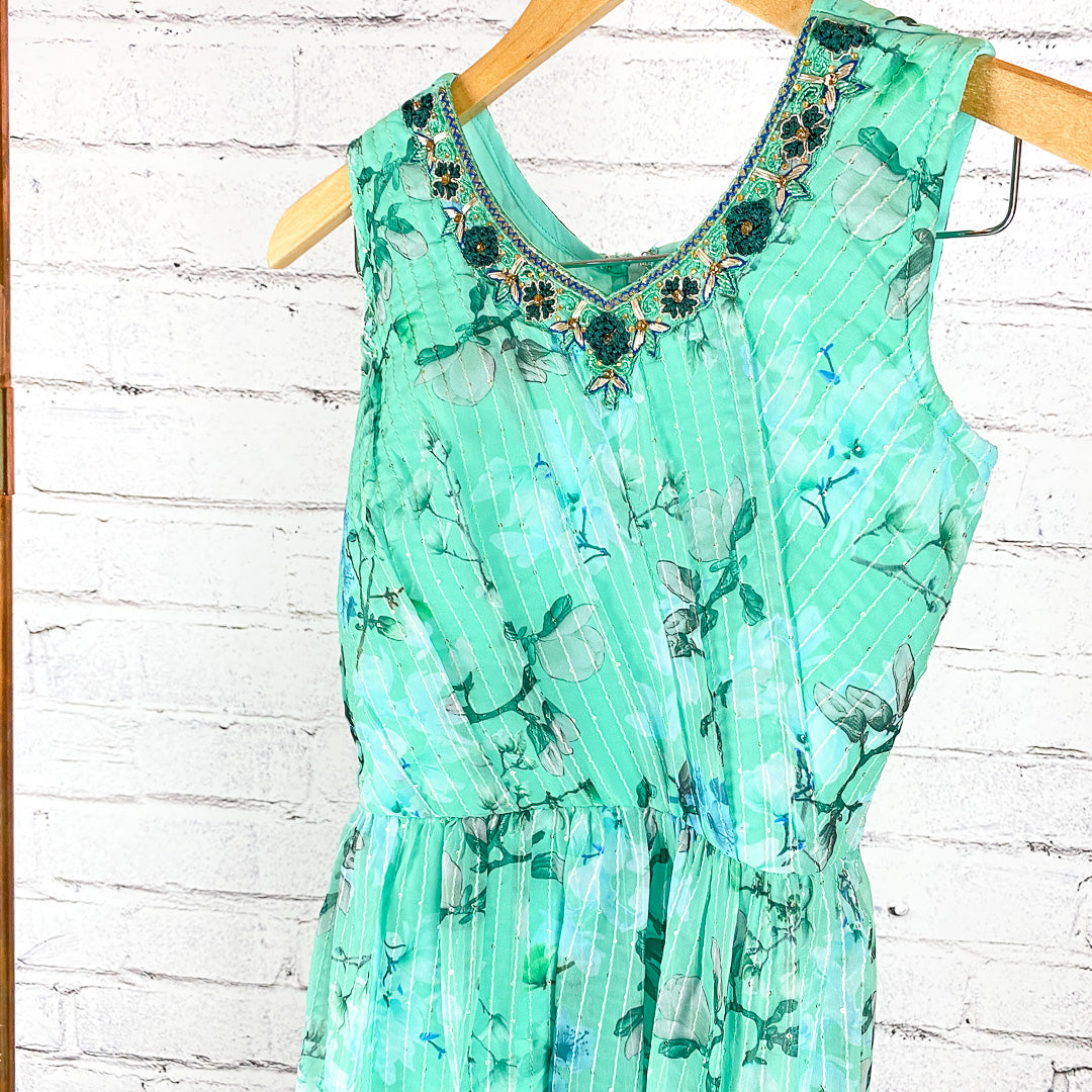 GIA - Summer Green Girls Floral Gown