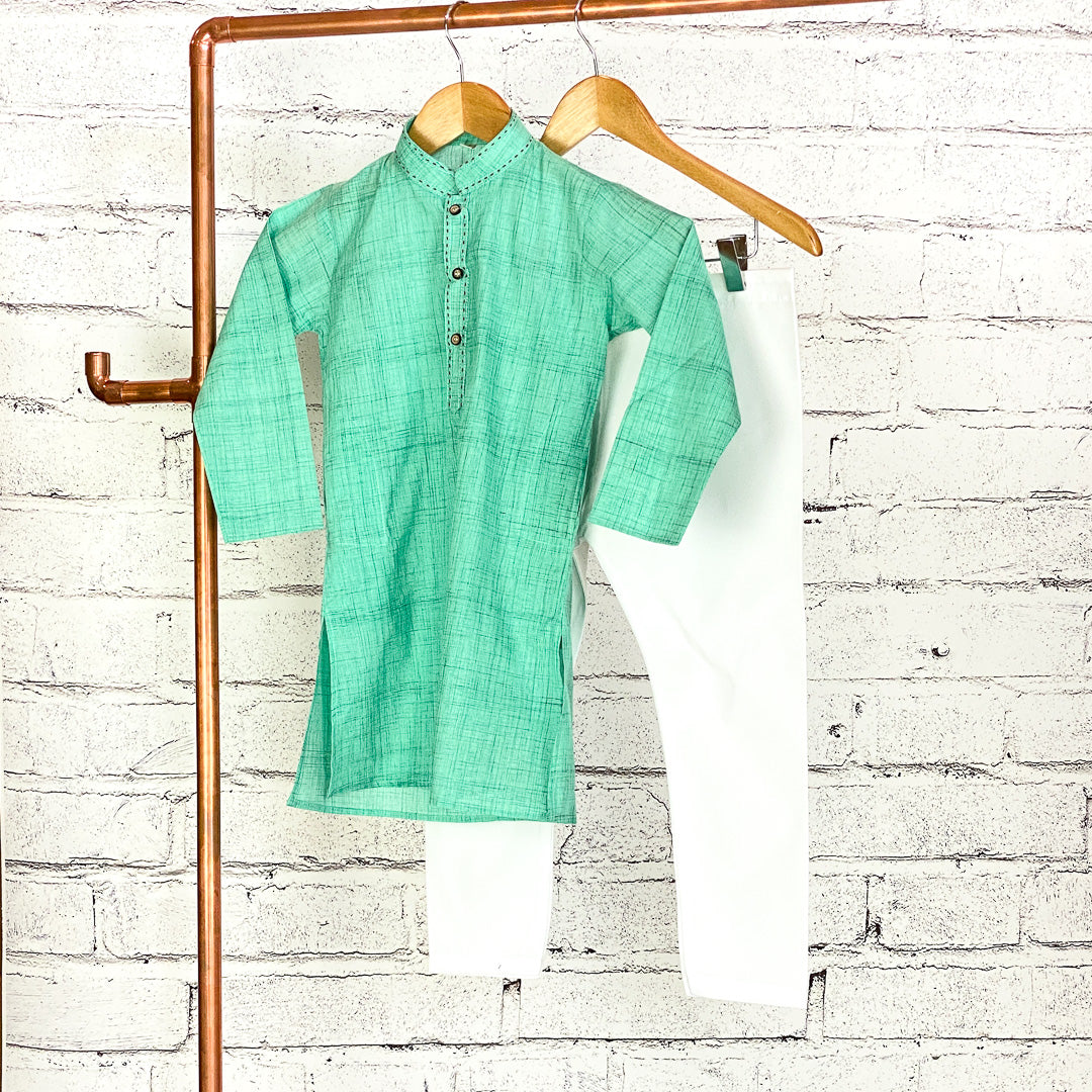 ISHAN - Light Green Simple Boys Kurta Pajama