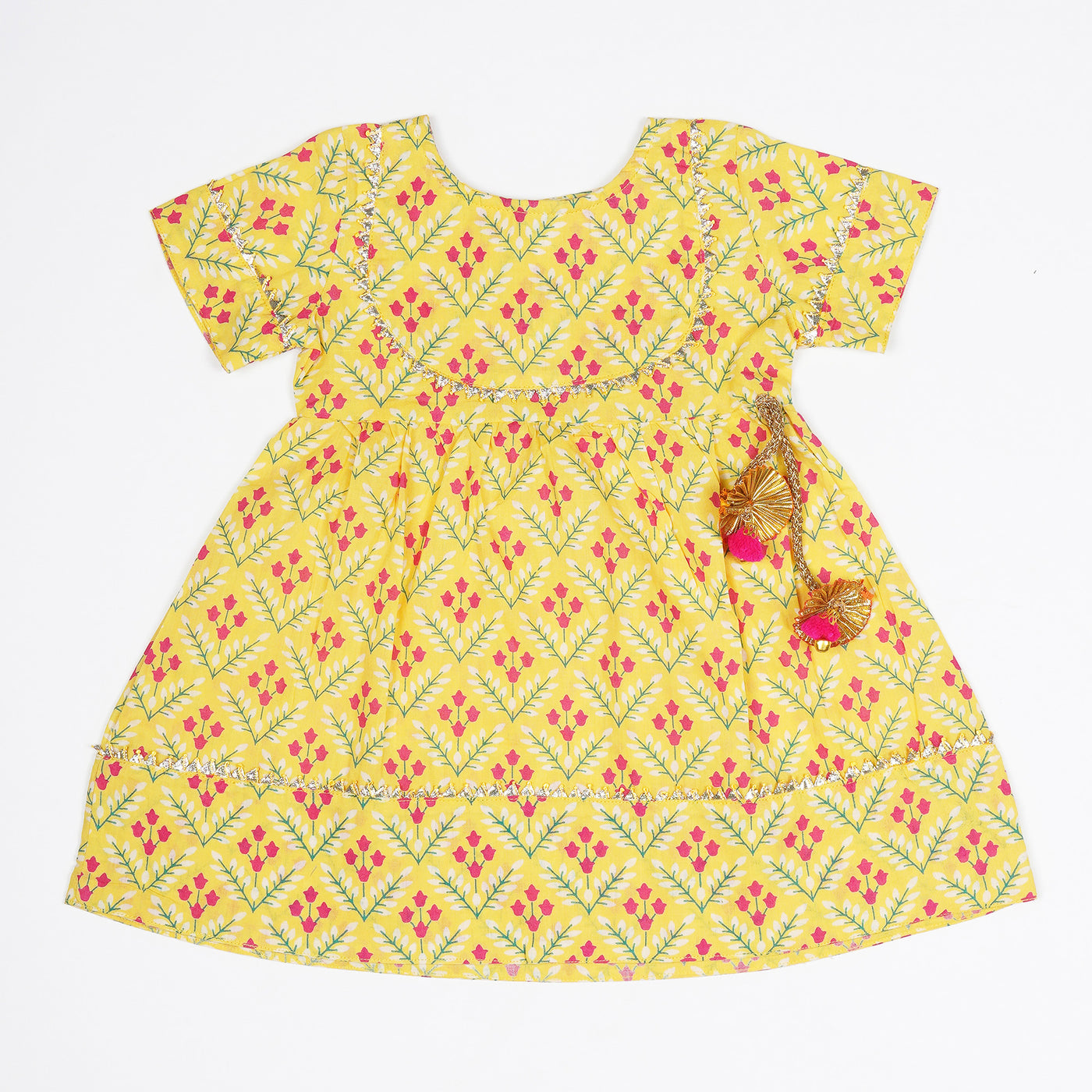 JAANU - Yellow Floral Toddler Girls Dress