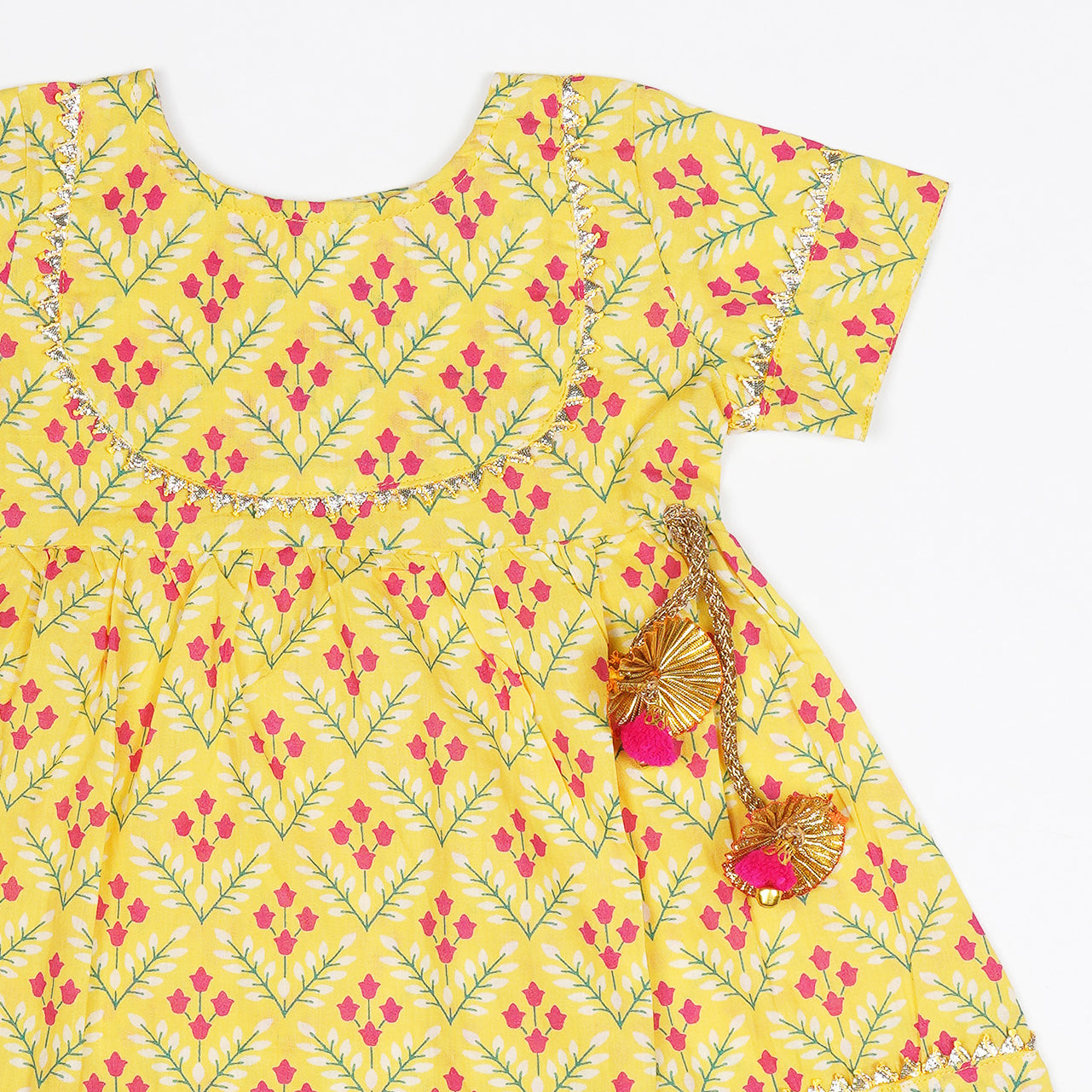 JAANU - Yellow Floral Toddler Girls Dress