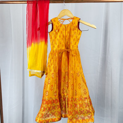 JAISVI -Tangerine Toddler Girl Printed Gown