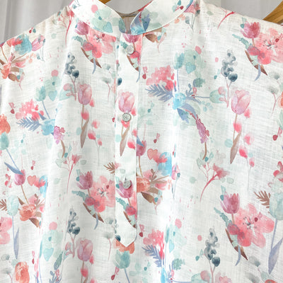 KAYDEN - Floral Printed Cotton Linen Kurta Pajama