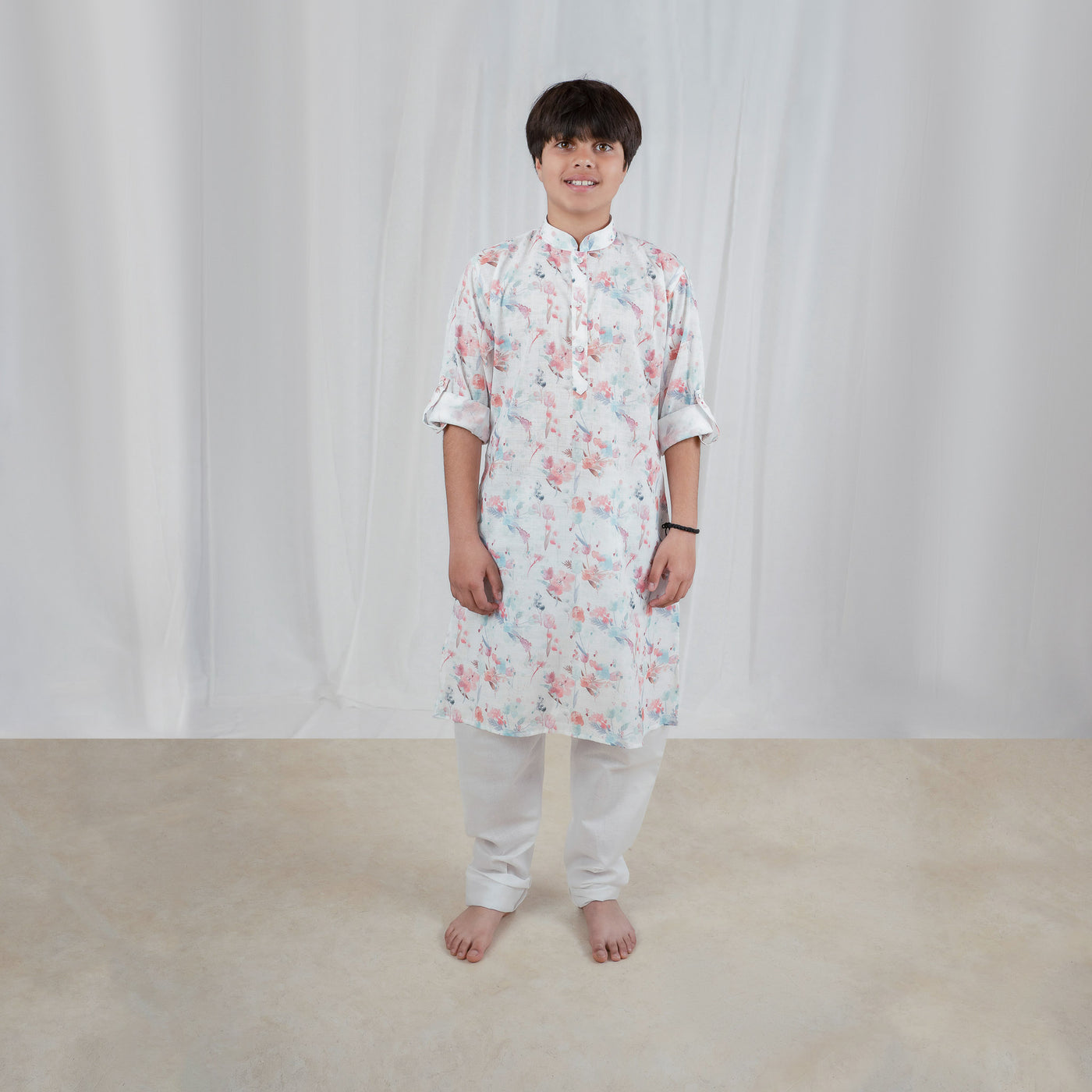 KAYDEN - Floral Printed Cotton Linen Kurta Pajama