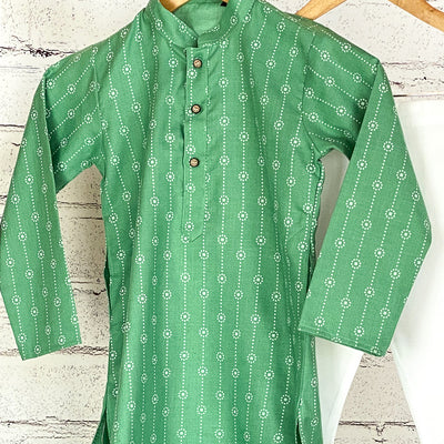 KIAAN - Boys Green Kurta Pajama with Print