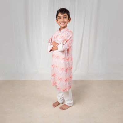 NIAM - Pink Marble Print Kurta Pajama