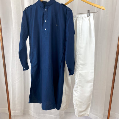 RIYAD - Navy Blue Rayon Kurta Pajama