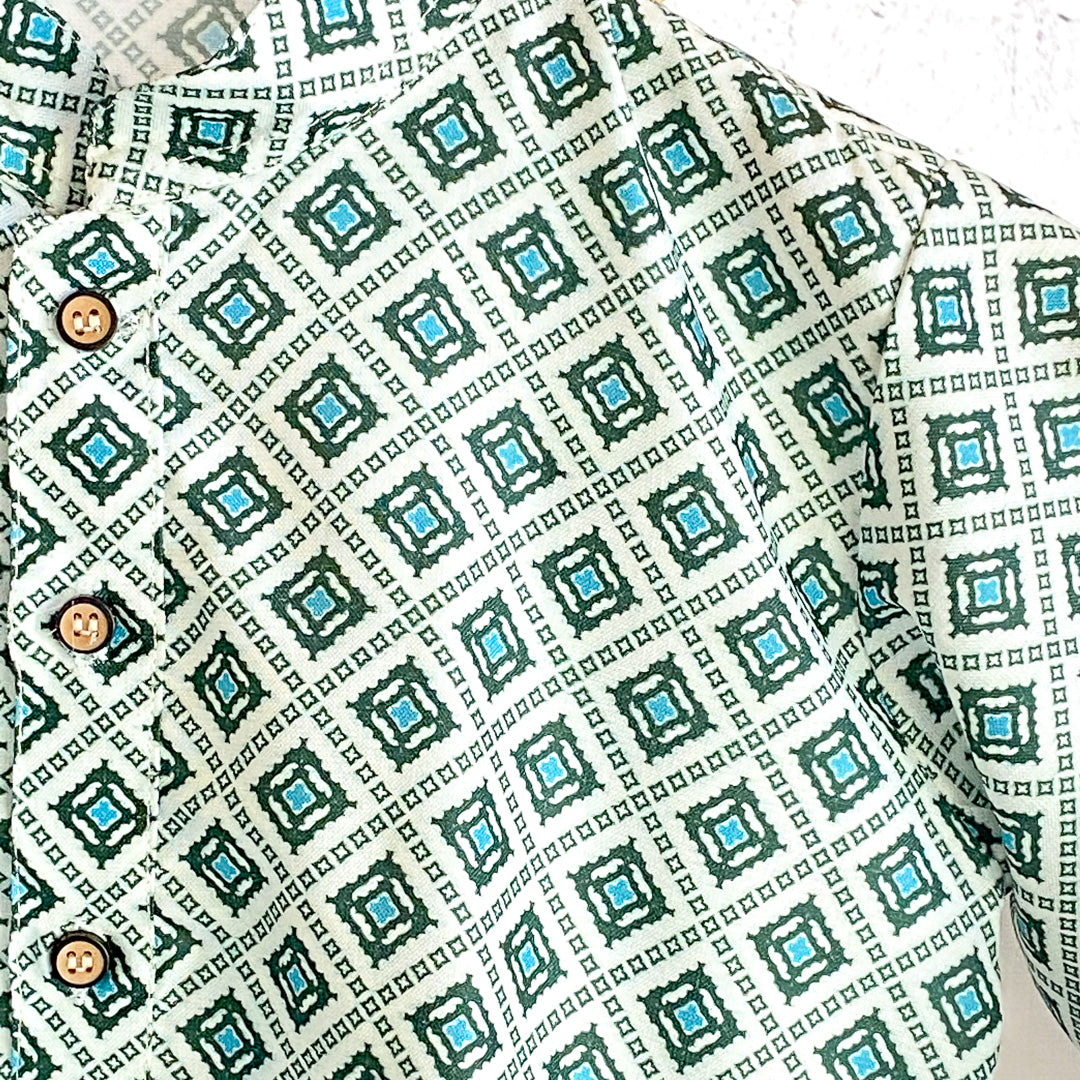 SAHIL - Geometric Print Boys Kurta Pajama