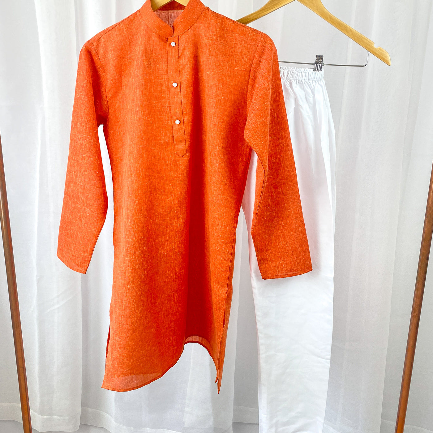 SAI - Plain Orange Cotton Kurta Pajama