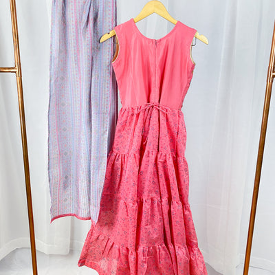 SARA - Rose Pink Floral Girls Gown