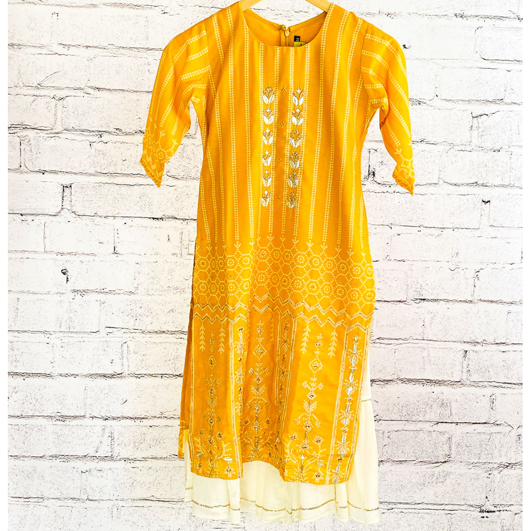 SWARA - Yellow Bandhani Kurti and Skirt Set