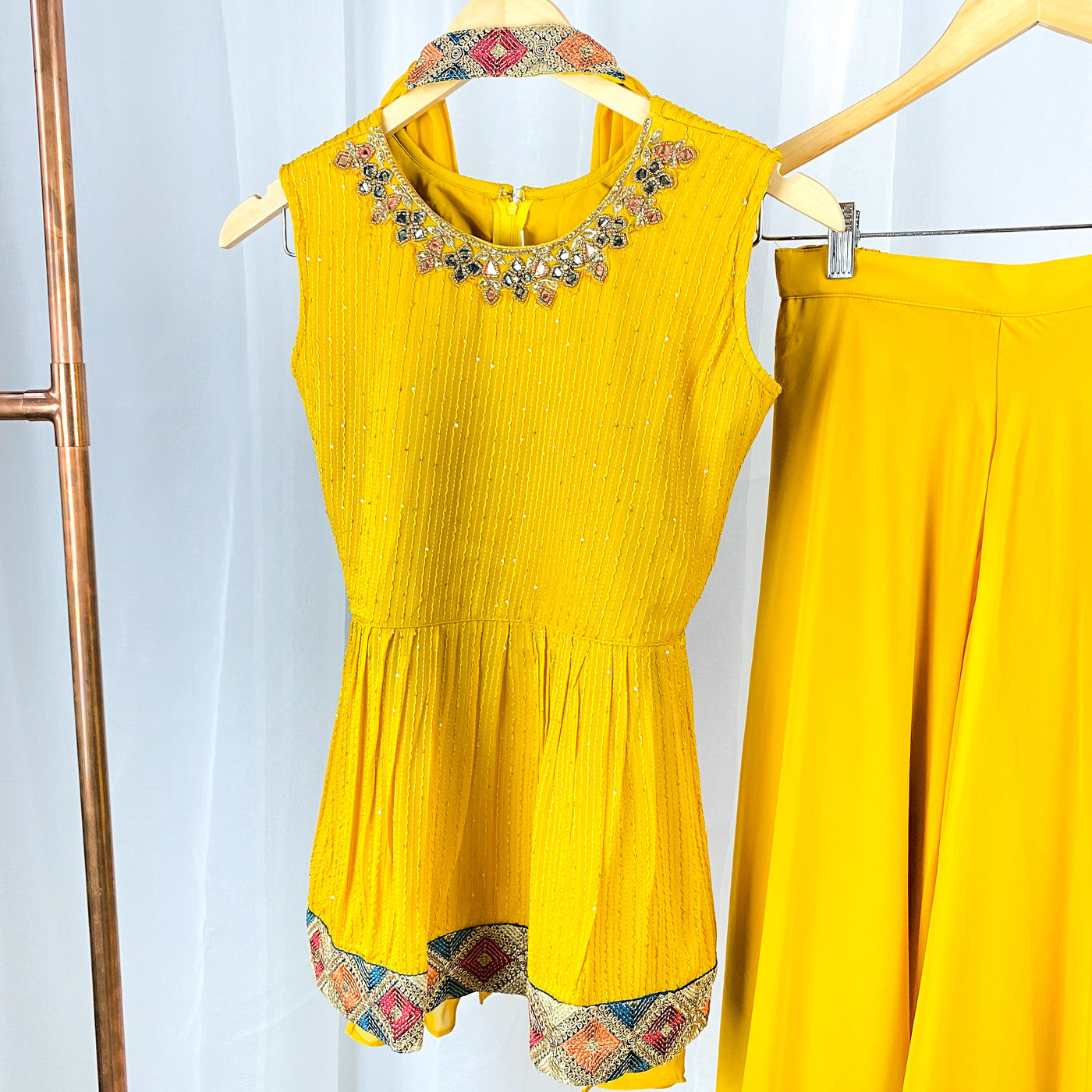TANYA - Mustard Yellow Girls Palazzo Suit