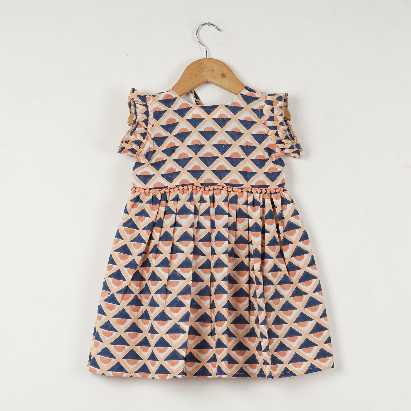 ZIANA - Blue and Peach Printed Girls Dress