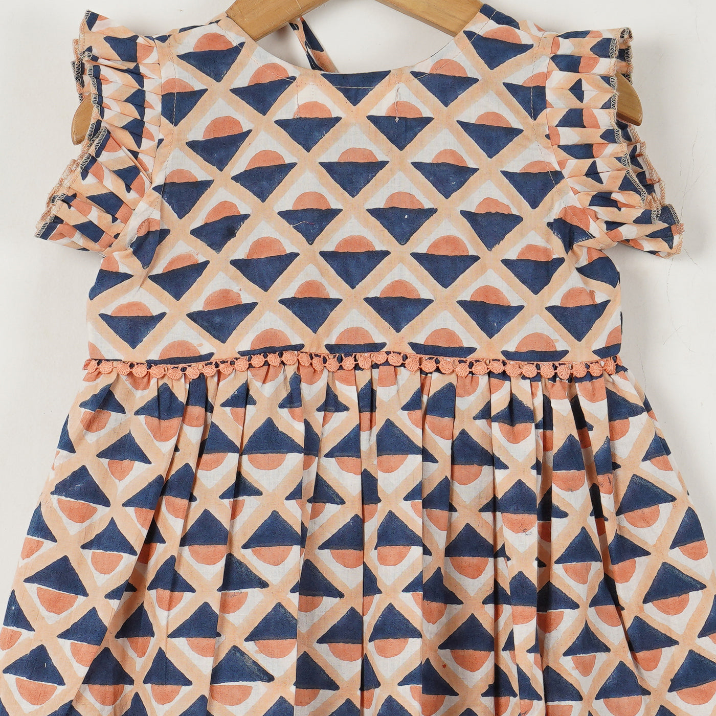 ZIANA - Blue and Peach Printed Girls Dress